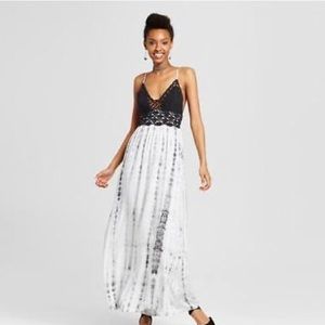 Xhiliration crochet tie dye maxi dress
